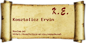 Kosztolicz Ervin névjegykártya