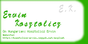 ervin kosztolicz business card